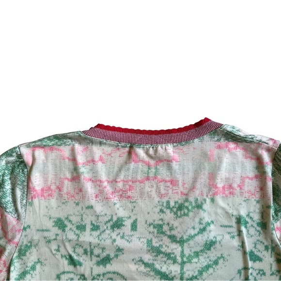 Aldo Martins Anthropologie Andalia Surplice Knit Pink Green Long Sleeve Top S - Picture 6 of 13
